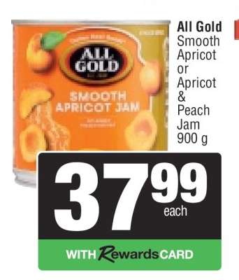 All Gold Smooth Apricot or Apricot & Peach Jam