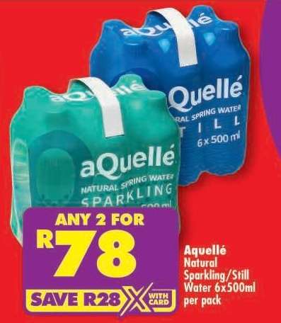 aQuellé Natural Sparkling/Still Water 6x500ml per pack