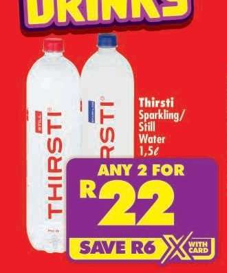 Thirsti Sparkling/Still Water 1,5ℓ