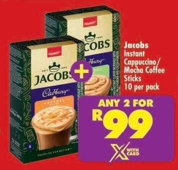 Jacobs Instant Cappuccino/Mocha Coffee Sticks 10 per pack