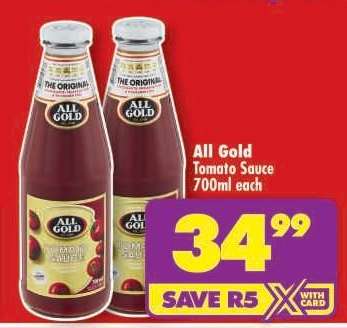 All Gold Tomato Sauce-700ml Each