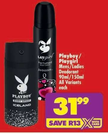 Playboy/Playgirl Mens/Ladies Deodorant 90ml/150ml