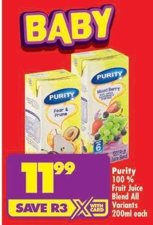Purity 100% Fruit Juice Blend All Variants 200ml each