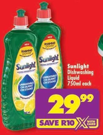 SUNLIGHT DISHWASHING LIQUID 750ml each