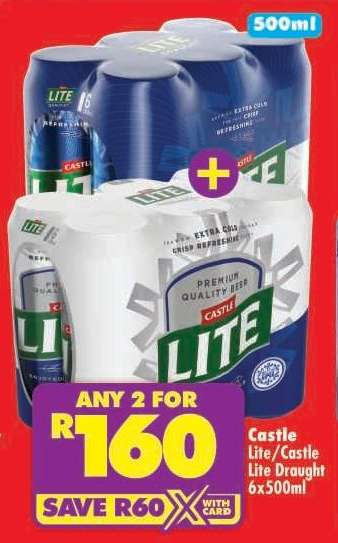 Castle Lite/Castle Lite Draught 6x500ml