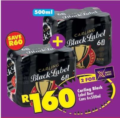 Carling Black Label Beer Cans 6x500ml