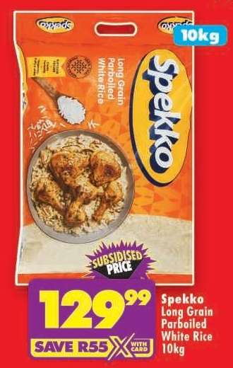 Spekko Long Grain Parboiled White Rice 10kg