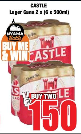 CASTLE LAGER CANS 2 X (6 X 500ML)
