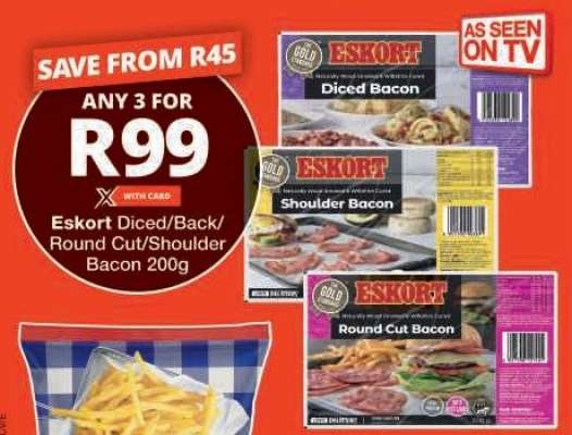 Eskort Diced/Back/Round Cut/Shoulder Bacon 200g