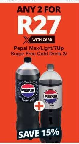 Pepsi Max/Light/7Up Sugar Free Cold Drink 2ℓ