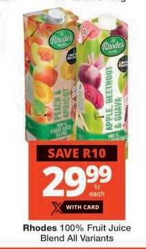 RHODES 100% FRUIT JUICE BLEND all variants
