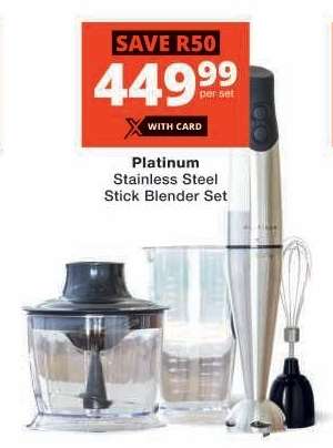 Platinum Stainless Steel Stick Blender Set