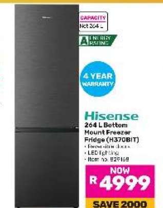 Hisense 264 L Bottom Mount Freezer Fridge (H370BIT)