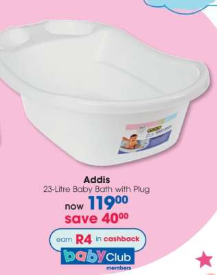 Addis 23-Litre Baby Bath with Plug