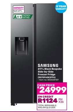 Samsung 617 L Black Bespoke Side-by-Side Freezer Fridge