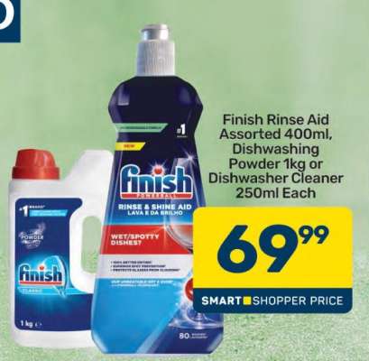 Finish Rinse Aid Assorted 400ml, Dishwashing Powder 1kg or Dishwasher Cleaner 250ml Each