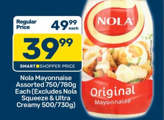 Nola Mayonnaise Assorted 750/780g Each