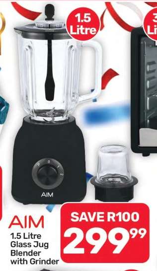 AIM 1.5 Litre Glass Jug Blender with Grinder