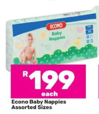 Econo Baby Nappies Assorted Sizes