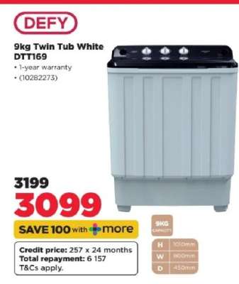 DEFY 9KG Twin Tub White DTT169