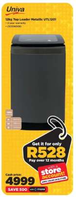 Univa 12kg Top Loader Metallic UTL1201