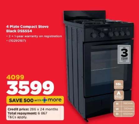 4 Plate Compact Stove Black DSS554