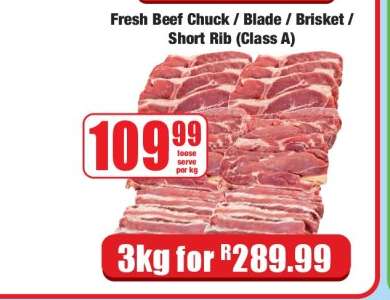 Fresh Beef Chuck / Blade / Brisket / Short Rib (Class A)