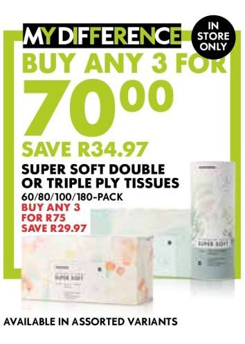 Super Soft Double or Triple Ply Tissues