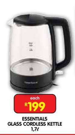 ESSENTIALS GLASS CORDLESS KETTLE