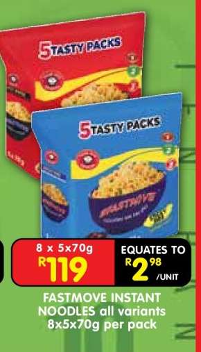 FASTMOVE INSTANT NOODLES all variants 8x5x70g per pack