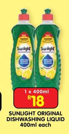 SUNLIGHT ORIGINAL DISHWASHING LIQUID 400ml each