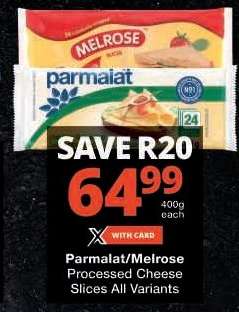 Parmalat/Melrose Processed Cheese Slices All Variants