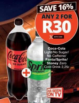 Coca-Cola Light/No Sugar/No Caffeine/Fanta/Sprite/Stoney Zero Cold Drink 2,25ℓ