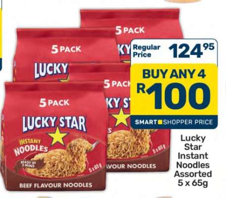 Lucky Star Instant Noodles Assorted 5 x 65g