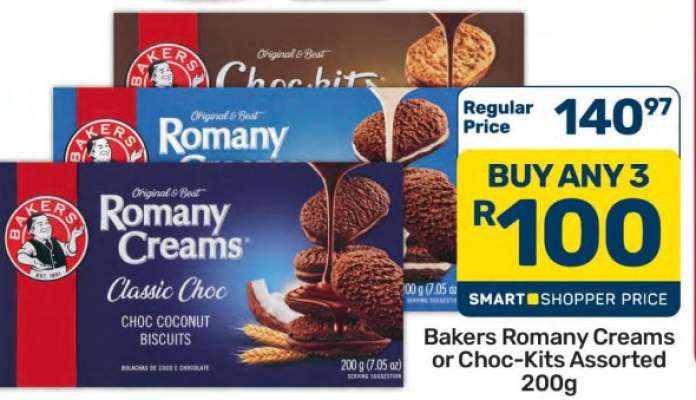 Bakers Romany Creams or Choc-Kits Assorted 200g