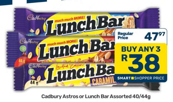 Cadbury Astros or Lunch Bar Assorted 40/44g