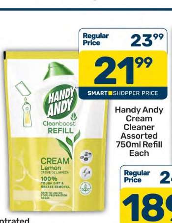 Handy Andy Cream Cleaner Assorted 750ml Refill Each