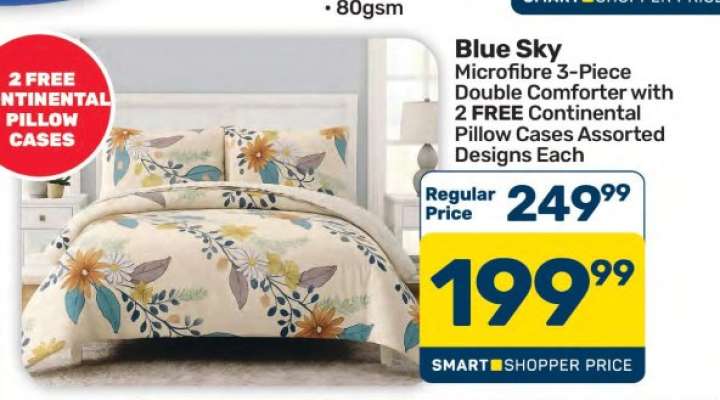 Blue Sky Microfibre 3-Piece Double Comforter