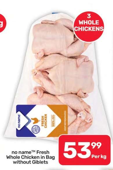 no name™ Fresh Whole Chicken in Bag Without Giblets