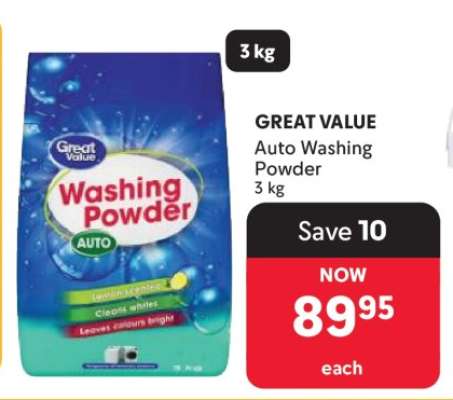 Great Value Auto Washing Powder 3 kg