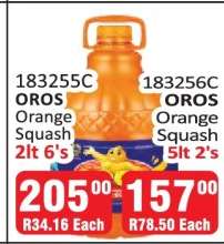 OROS Orange Squash 2lt 6's
