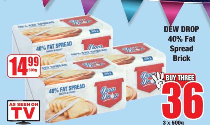 DEW DROP 40% Fat Spread Brick