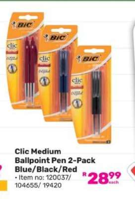 Clic Medium Ballpoint Pen 2-Pack