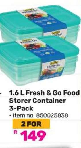 1.6 L Fresh & Go Food Storer Container 3-Pack