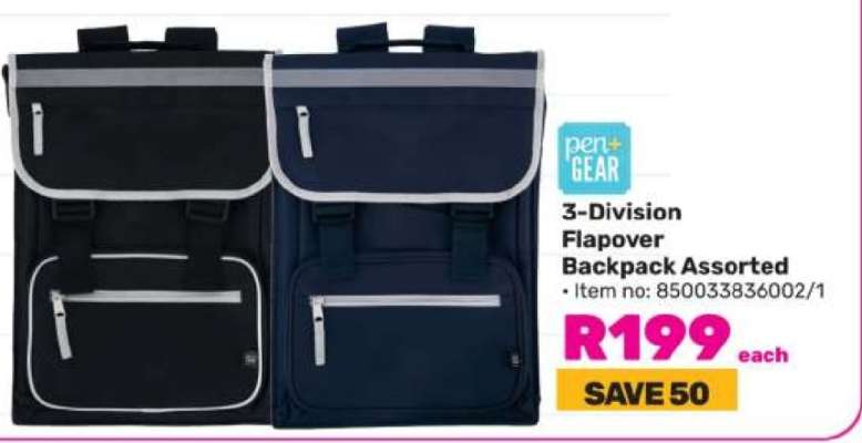 3-Division Flapover Backpack Assorted