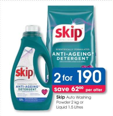 Skip Auto Washing Powder 2 kg or Liquid 1.5 Litres