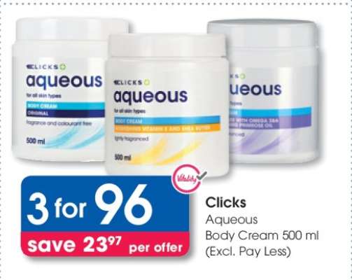 Clicks Aqueous Body Cream 500 ml