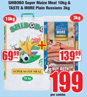 SHIBOBO Super Maize Meal 10kg & TASTE & MORE Plain Russians 3kg