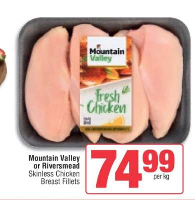 Mountain Valley or Riversmead Skinless Chicken Breast Fillets