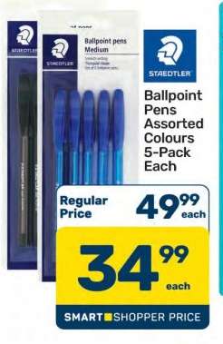 Ballpoint Pens Assorted Colours 5-Pack Each